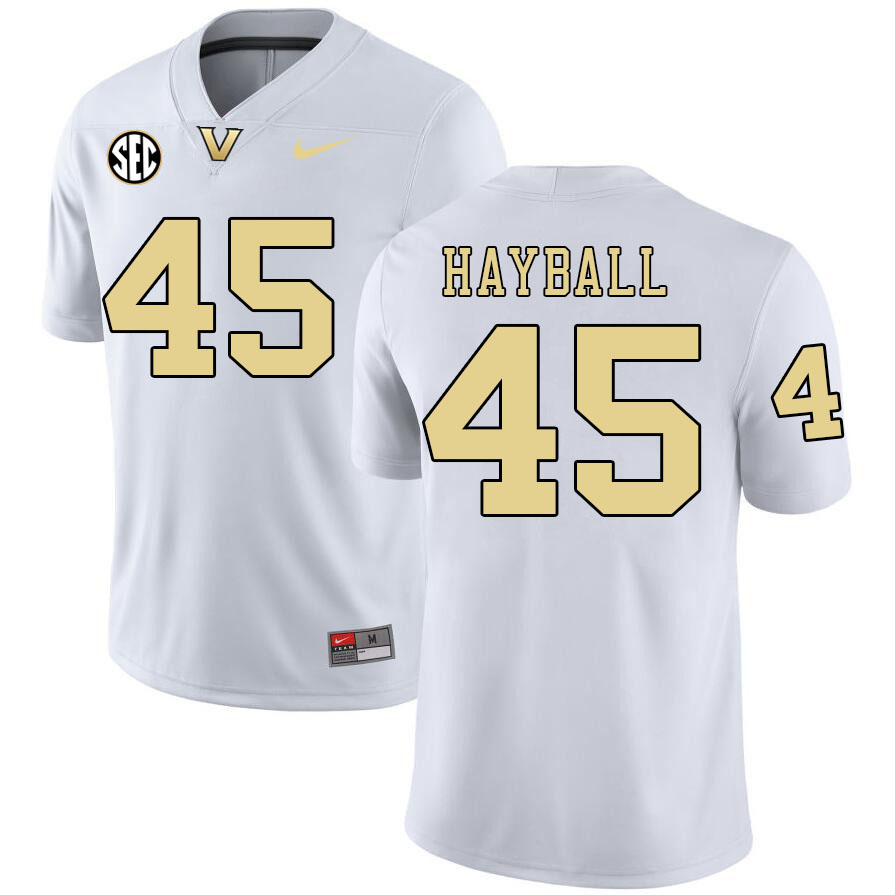 Matthew Hayball Jersey,Vanderbilt Commodores #45 Matthew Hayball Football Jersey,Uniforms-White 2024